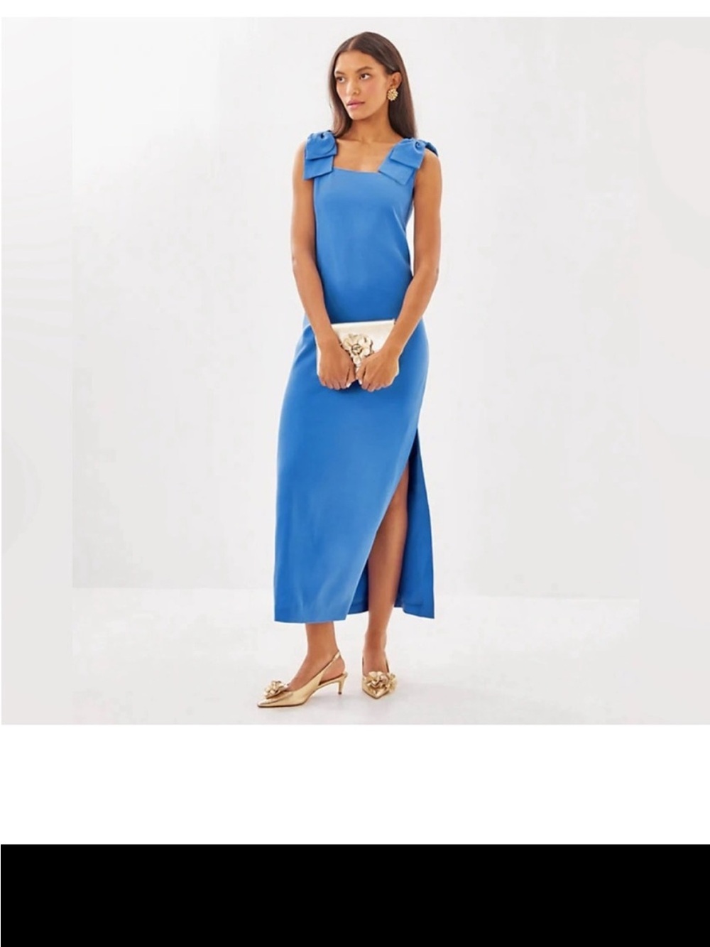 Lilly Pulitzer Cobalt Blue Maxi Dress with Bow-Shoulder Detail